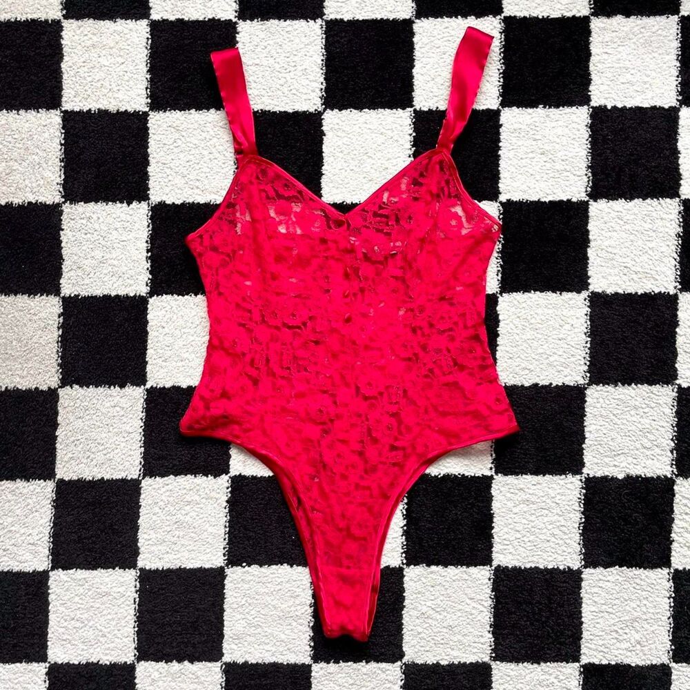 Victoria’s Secret Vintage 90s Red Lace Bodysuit